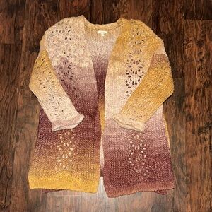 Maurices Yellow and Brown Cardigan Sweater